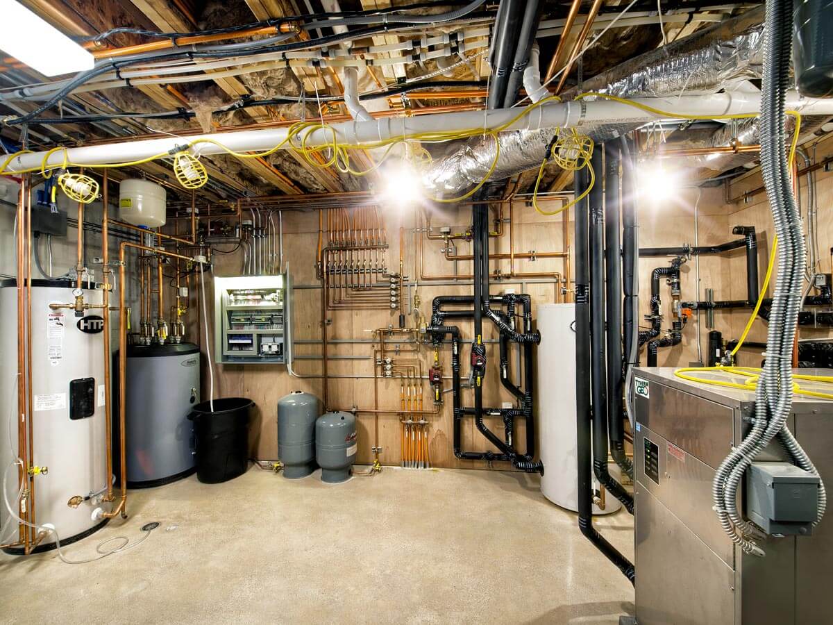 Net zero energy home - mechanical room. Built by Hammersmith Structures, Fort Collins CO